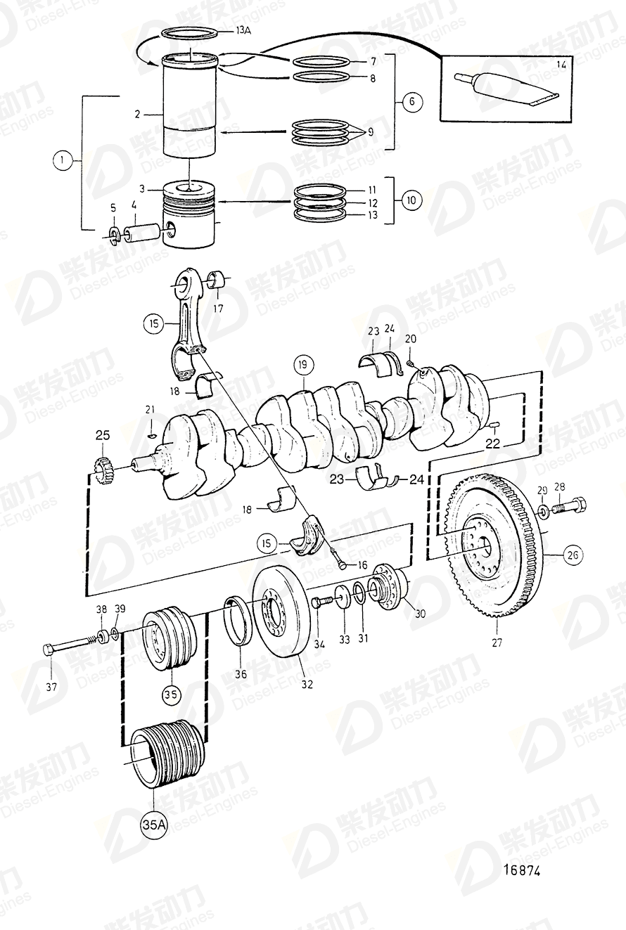VOLVO Cylinder liner kit 876601 Drawing